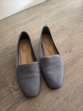 Women’s Blue/Gray Suede Slip-On Loafers - Comfortable Everyday Flats